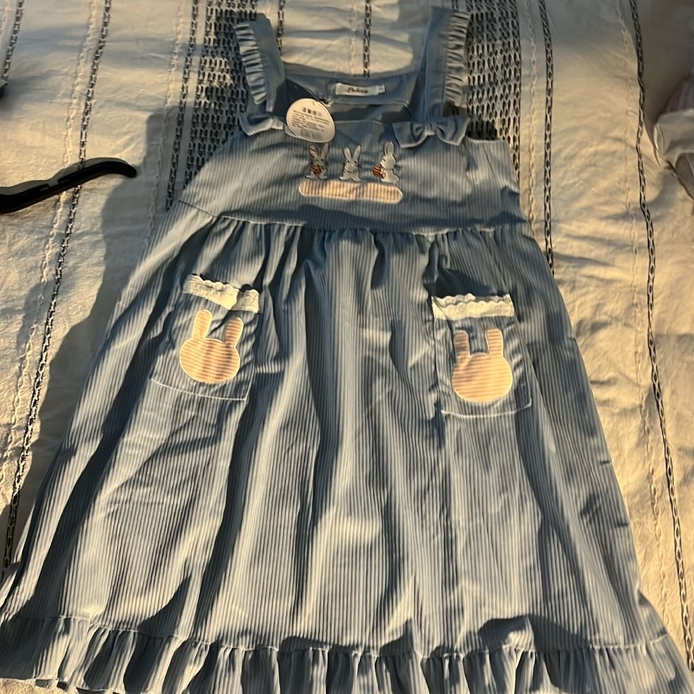 Brand new lolita dress with a bunny design, it has a bunnies on the pockets🩵🩷